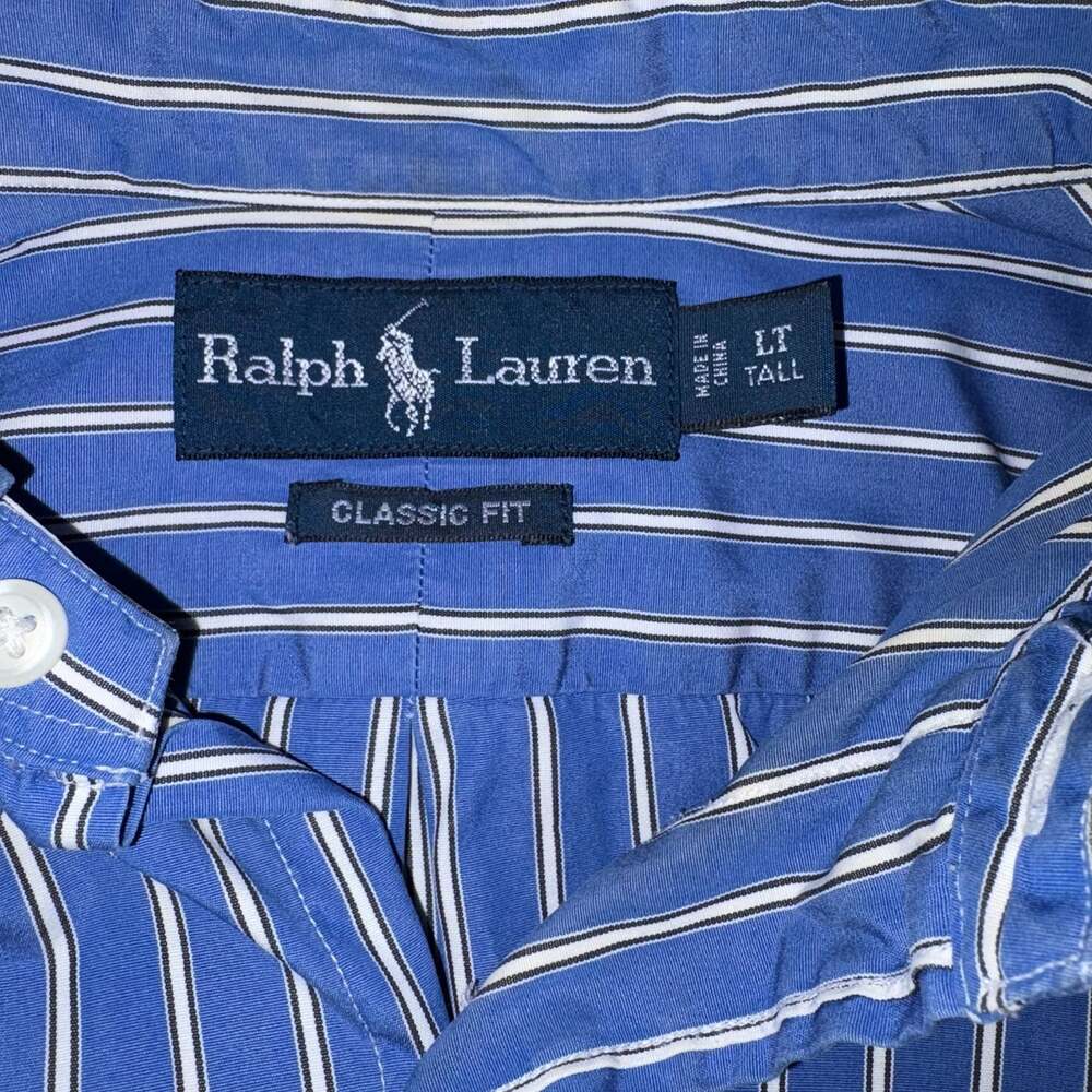 Ralph Lauren Classic Fit Long Sleeve Blue and White Striped Button-Down Shirt J9